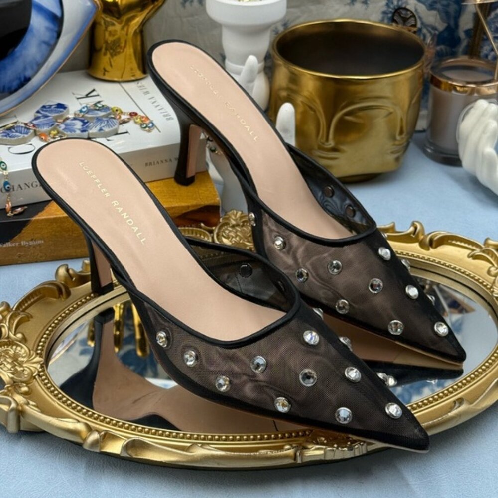 🆕 LOEFFLER RANDALL 🧿 NWOT Paloma Mesh Mid-Heel Mules, Black/Clear, Sz 9 - Picture 7 of 16